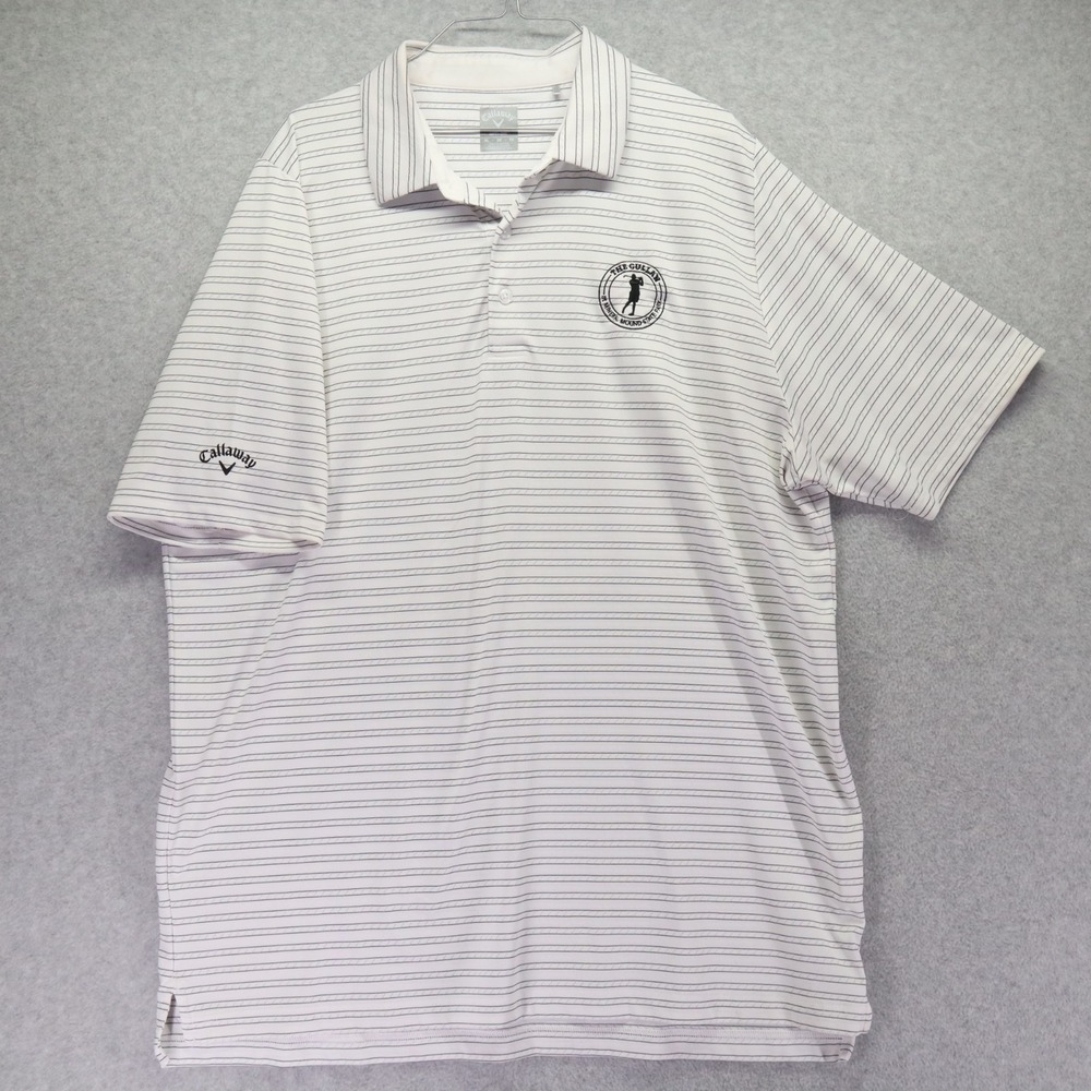 Callaway Polo Shirt Mens XL Opti-Dri Golf White Striped Short‎ Sleeve The Cullan